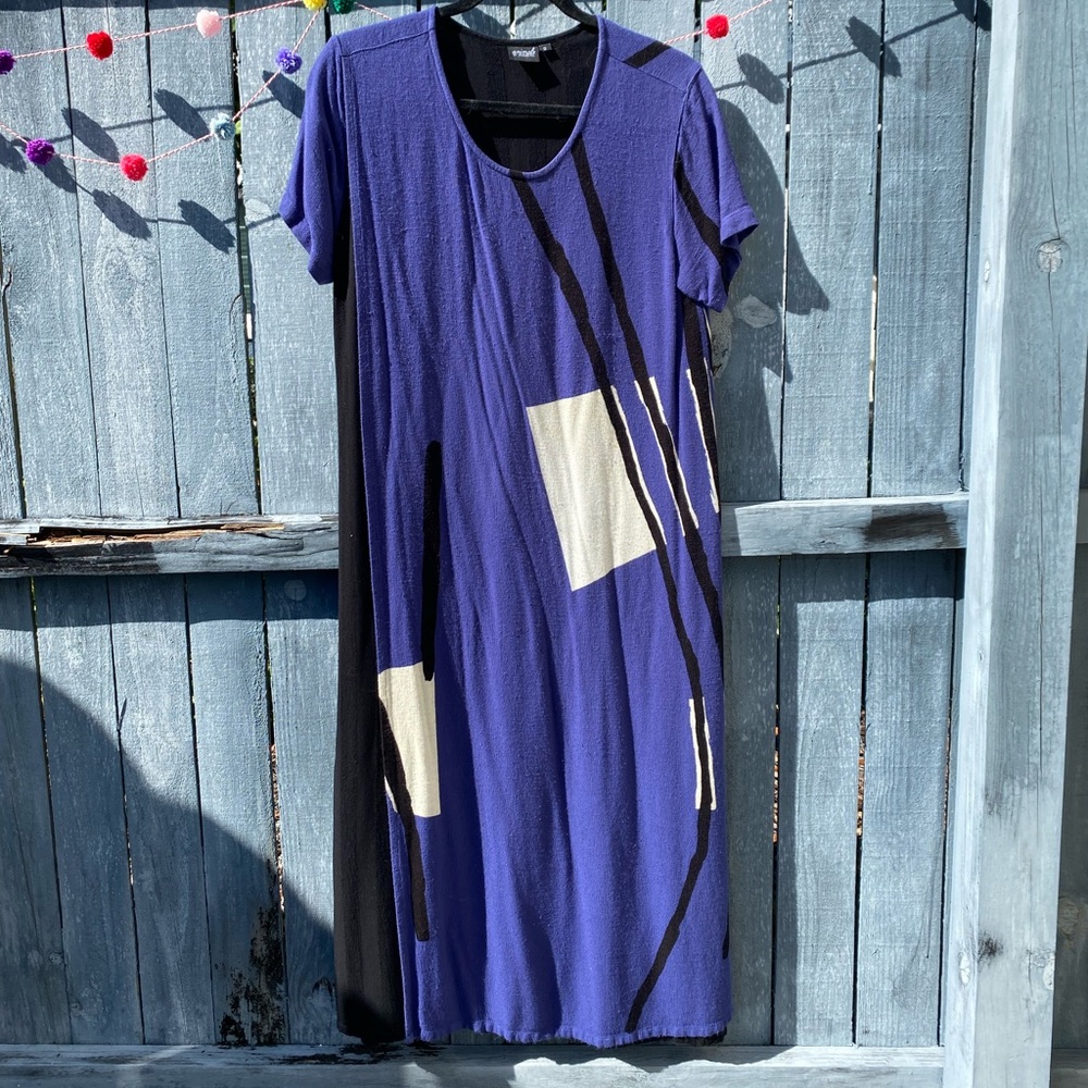 Blue and Black Abstract Dress